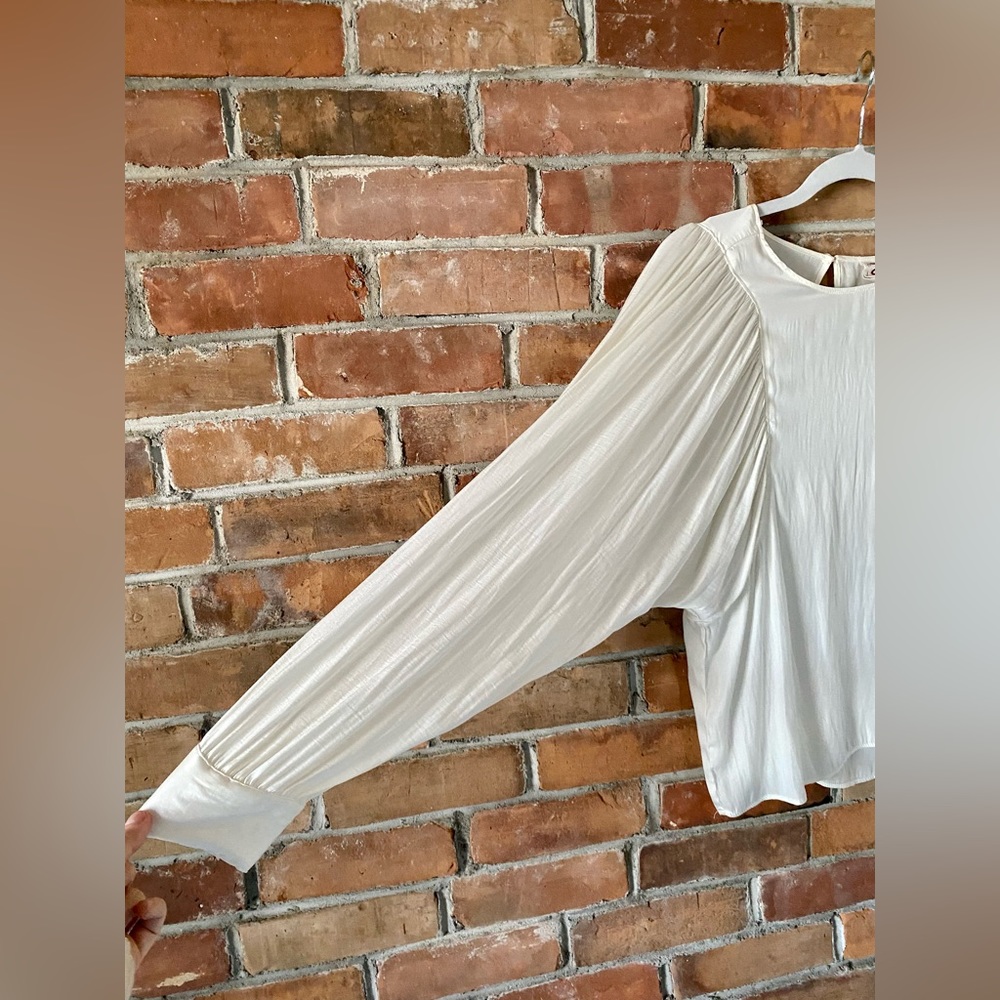 ANTHROPOLOGIE DOLAN left coast hewson top ivory blouse balloon sleeves medium - Picture 6 of 11